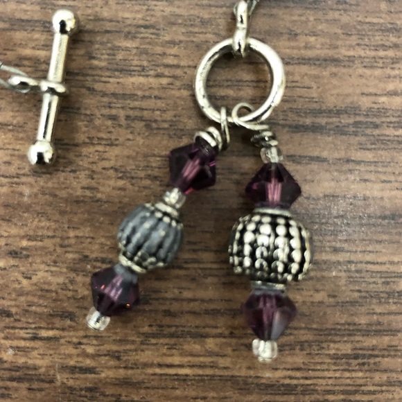 Amethyst colored crystal, pearl, silver bracelet. - Picture 3 of 5